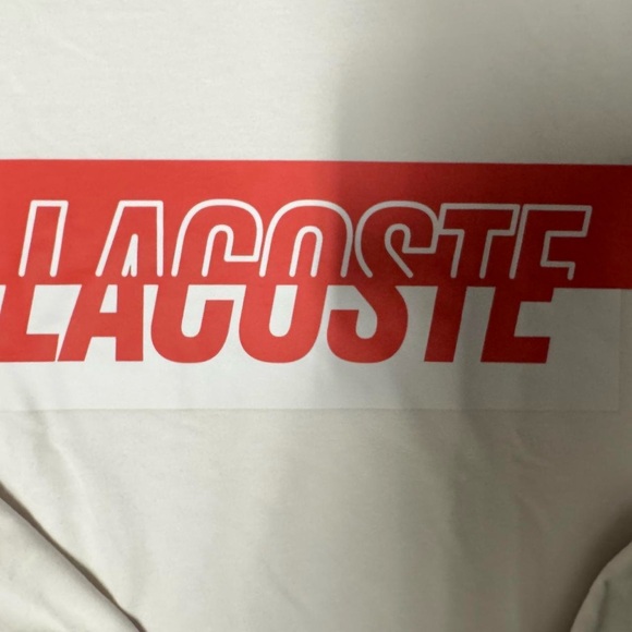 Lacoste Men's Beige and Red Crewneck Sweater - Picture 2 of 5